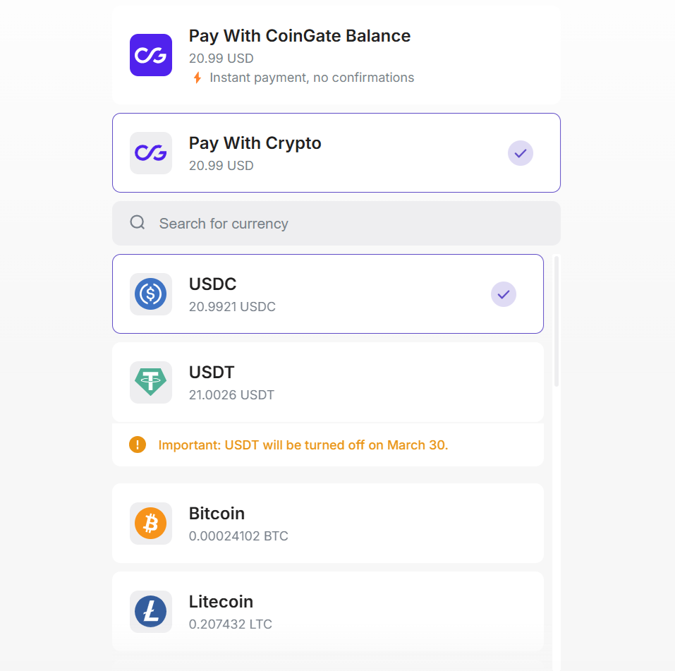 仮想通貨の決済種類