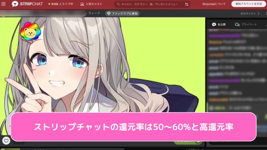 ストリップチャットの還元率